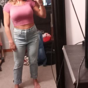 Express cropped mom jeans